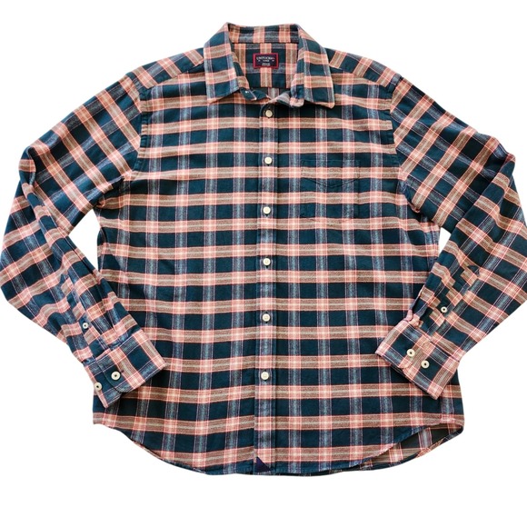 UNTUCKit Capranera Green Red Plaid Flannel Long Sleeve Button Shirt Men's Large - Picture 2 of 5